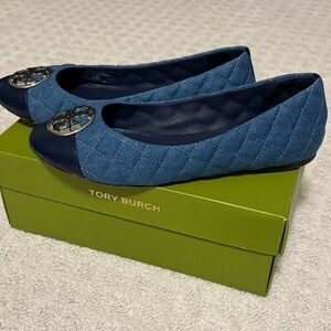 Tory Burch Chelsea Denim Quilted Ballet Flats